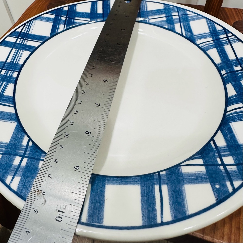 Set of 2 IKEA Churchill Blue Plaid Band Dinner Plates Vintage Great Britain - Picture 4 of 4